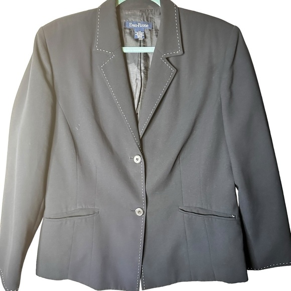 🔴5 for $40 SALE! Evan-Picone Navy Blue White Stitching Split Sleeve Hem 14 - Picture 8 of 14